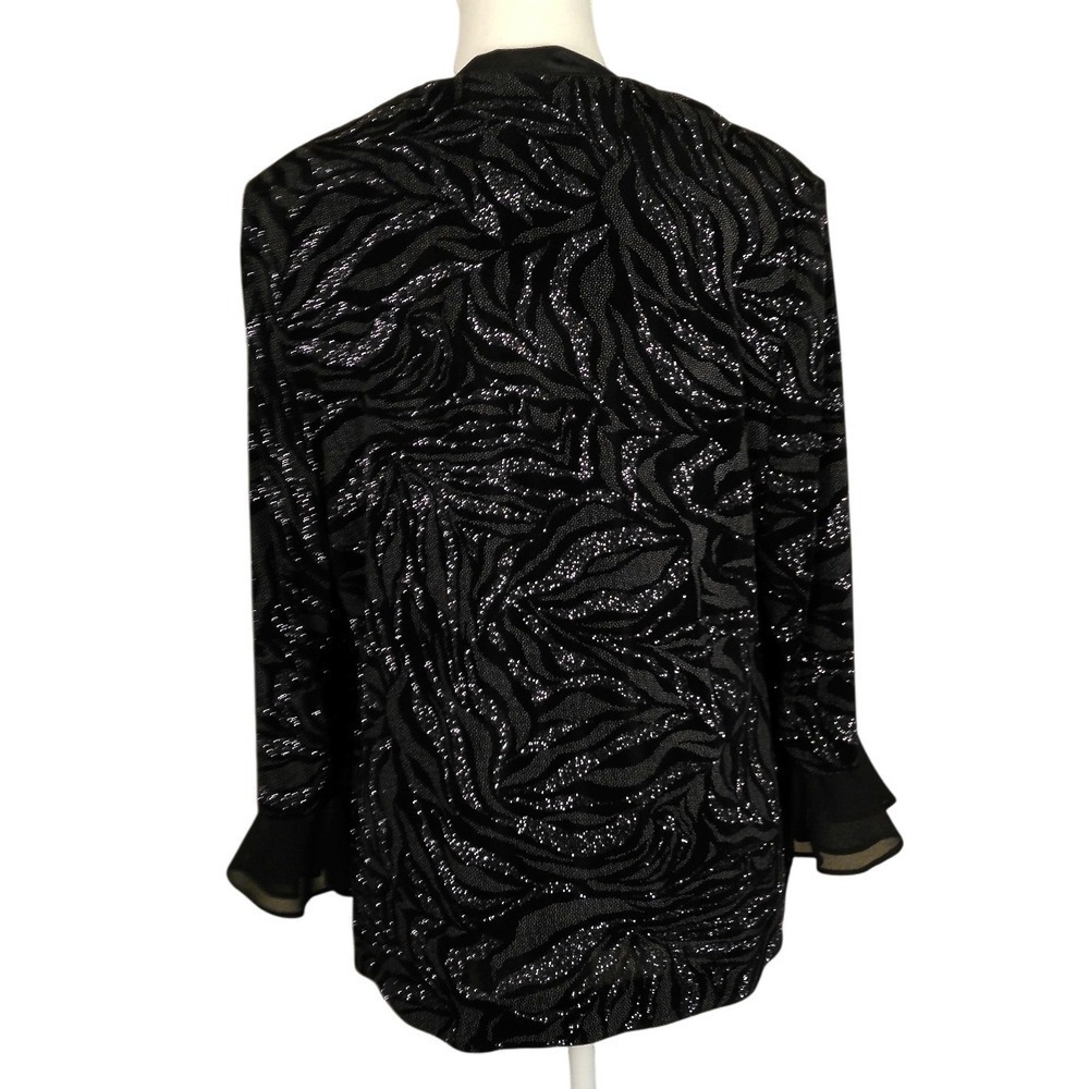 Vintage R&M Richards Womens Black Glitter Zebra Print Jacket Size 12 Long Sleeve - Picture 3 of 9